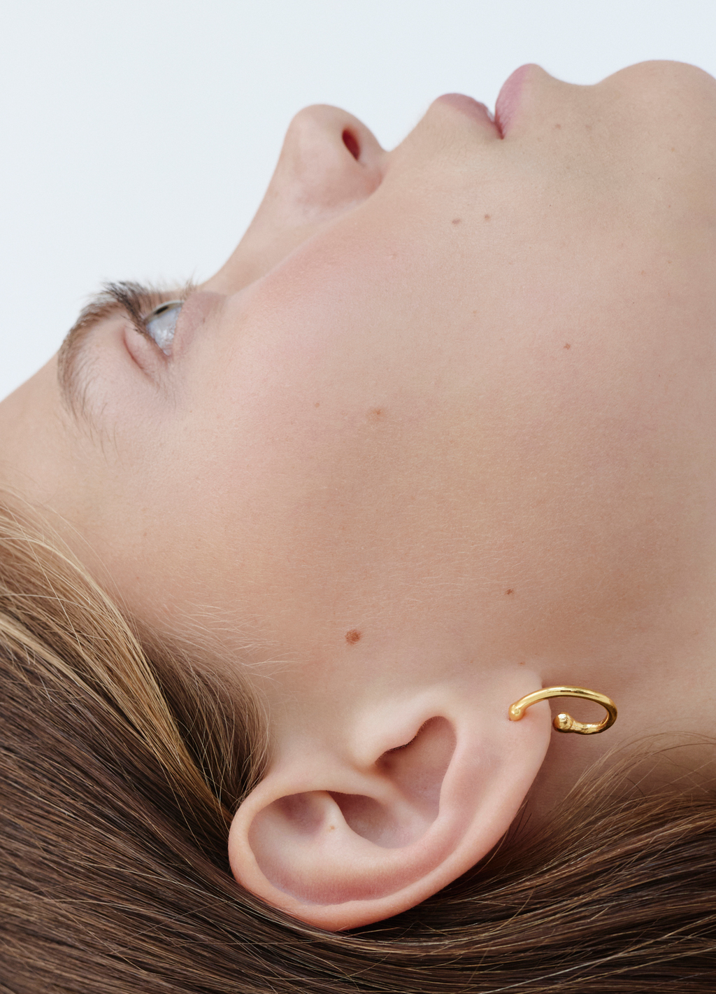 Altın Kaplama Gümüş Tek Halka Küpe - virgül