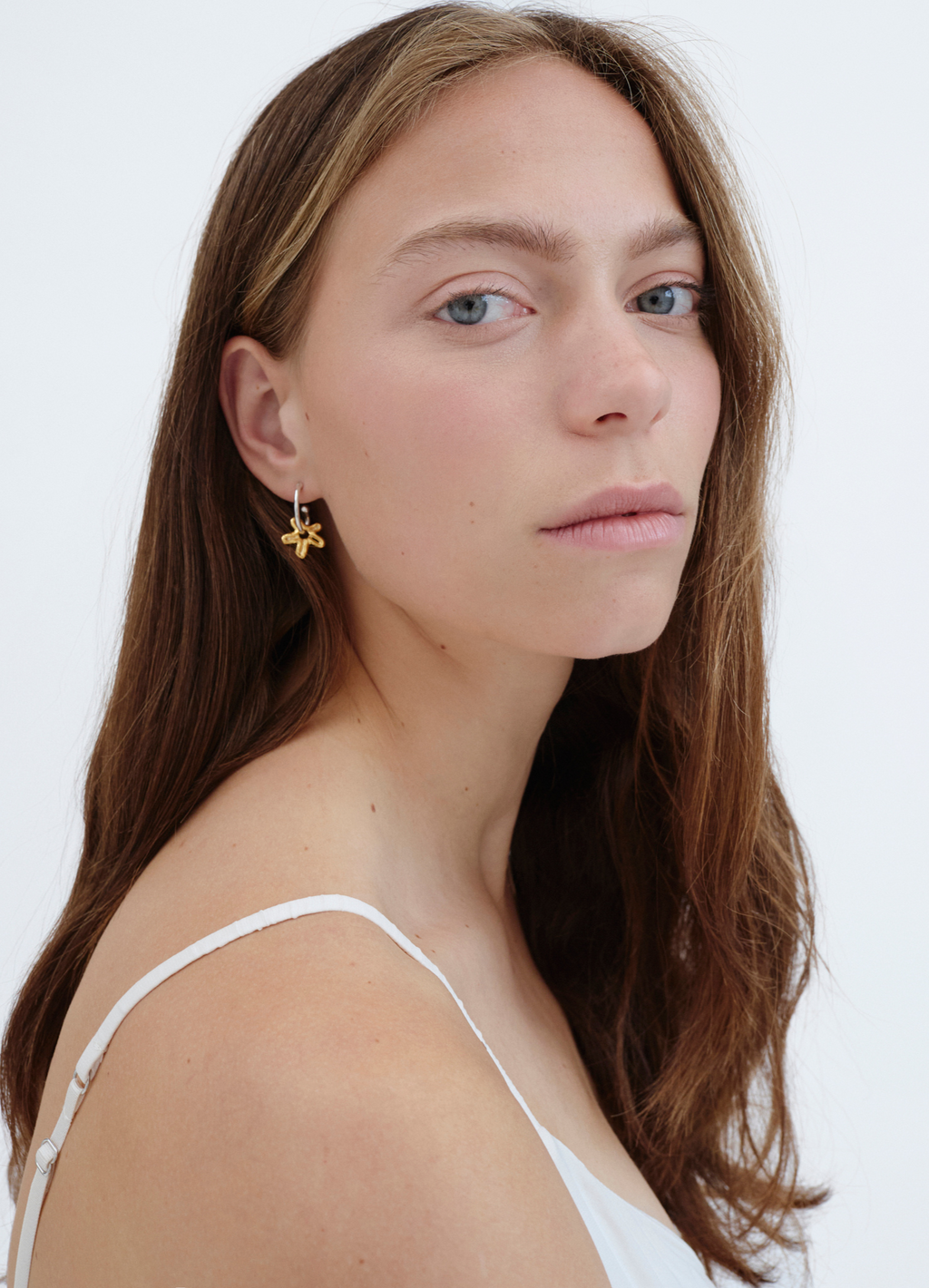 Altın Kaplama ve Gümüş Küpe Seti - Küçük Çiçek