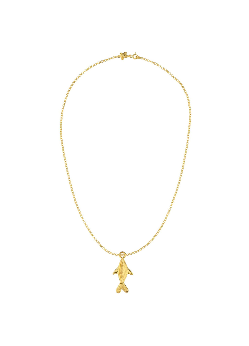 Altın Kaplama Gümüş Kolye Ucu - Büyük Balık