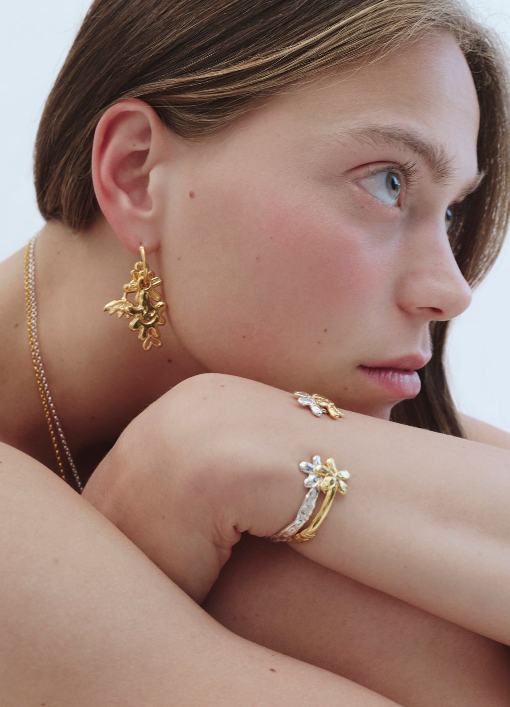 Altın Kaplama Gümüş Bilezik Çiçek