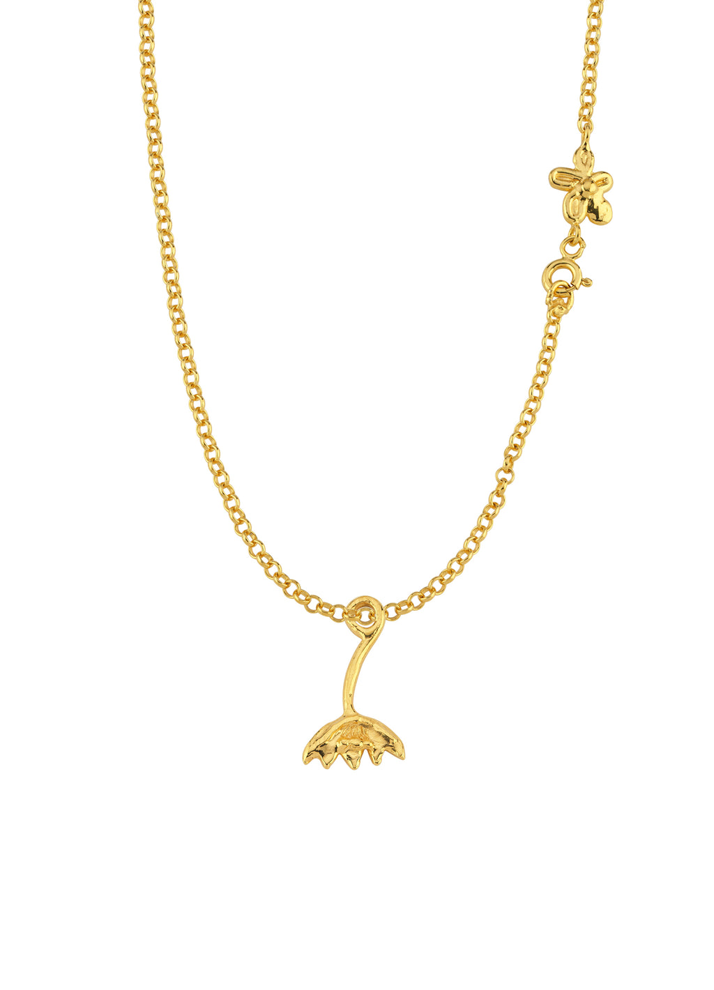 Altın Kaplama Gümüş Charm - Ters Lale