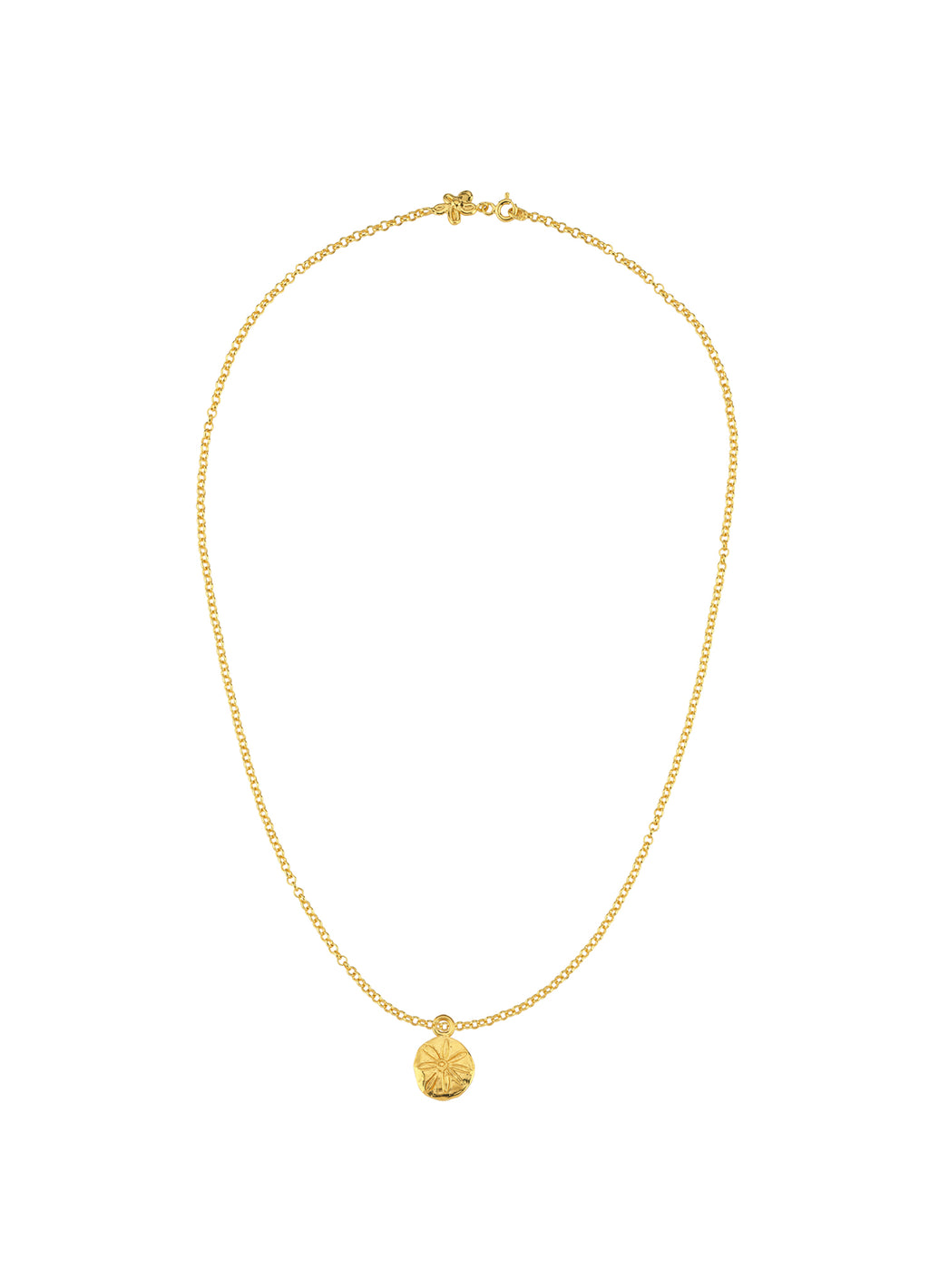 Altın Kaplama Gümüş Yuvarlak Kolye Ucu - Dalga ve Çiçek