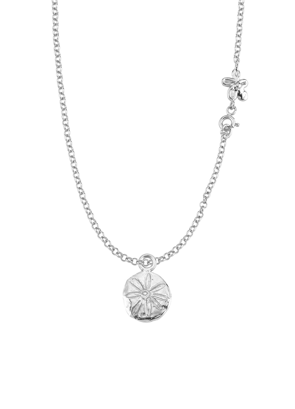 Gümüş Yuvarlak Kolye Ucu - Dalga ve Çiçek