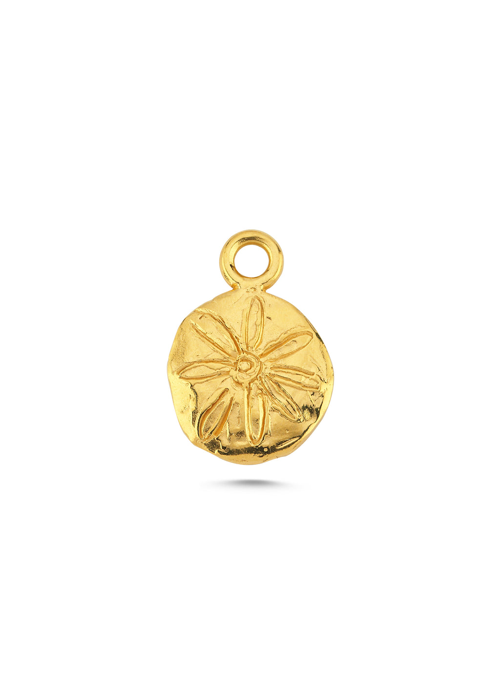 Altın Kaplama Gümüş Yuvarlak Kolye Ucu - Dalga ve Çiçek