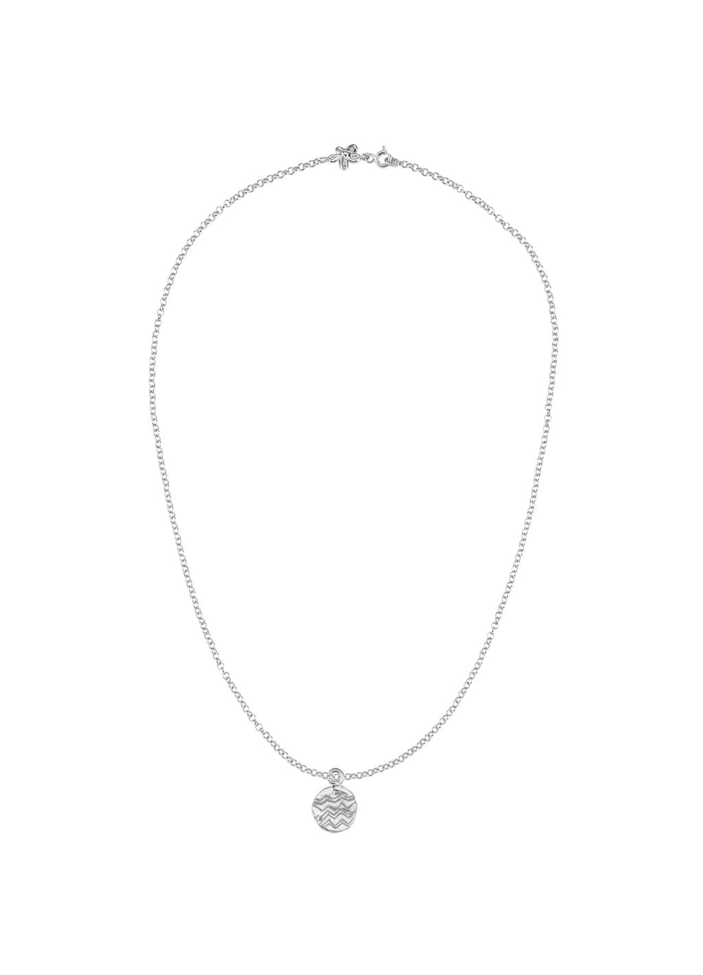 Gümüş Yuvarlak Kolye Ucu - Dalga ve Çiçek