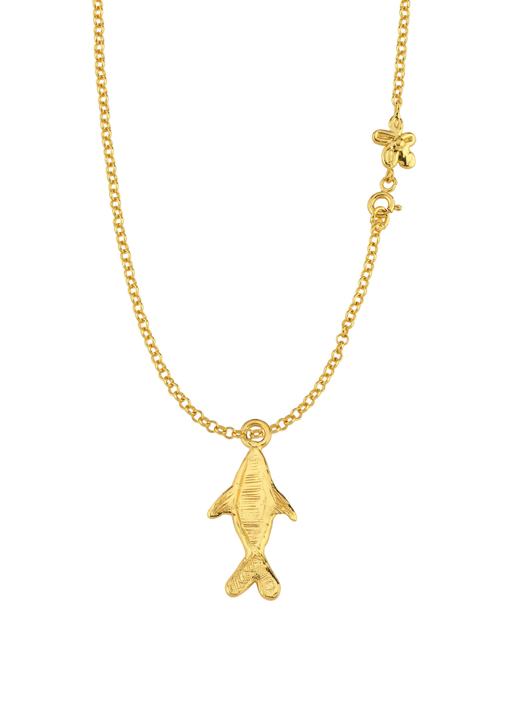 Altın Kaplama Gümüş Kolye Ucu - Büyük Balık