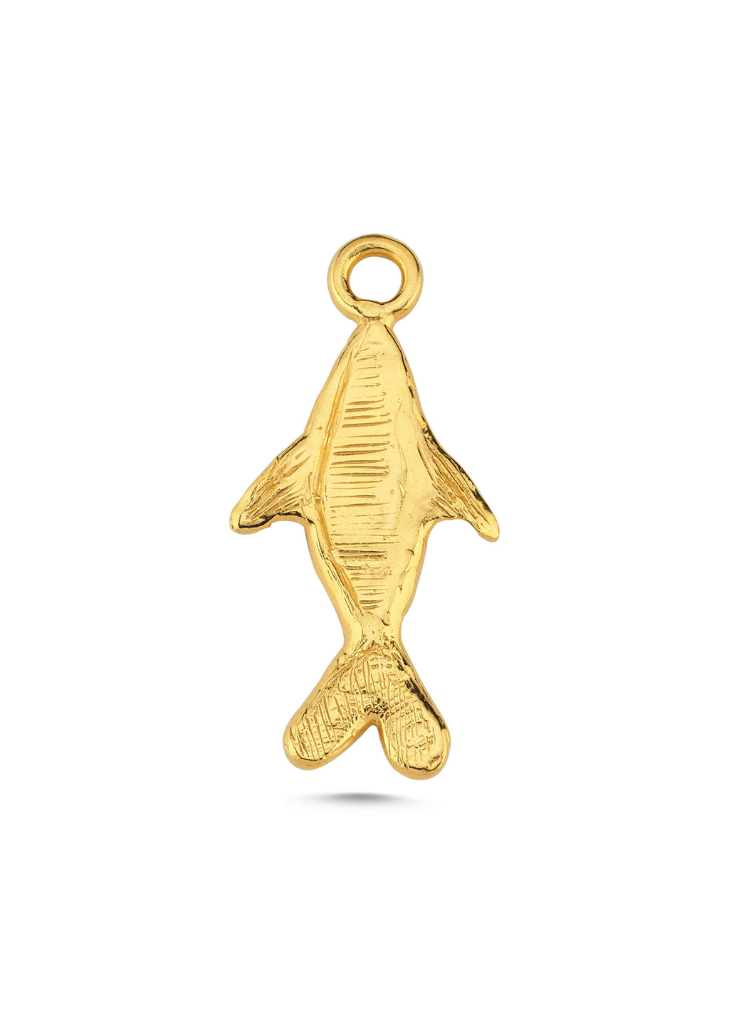 Altın Kaplama Gümüş Kolye Ucu - Büyük Balık