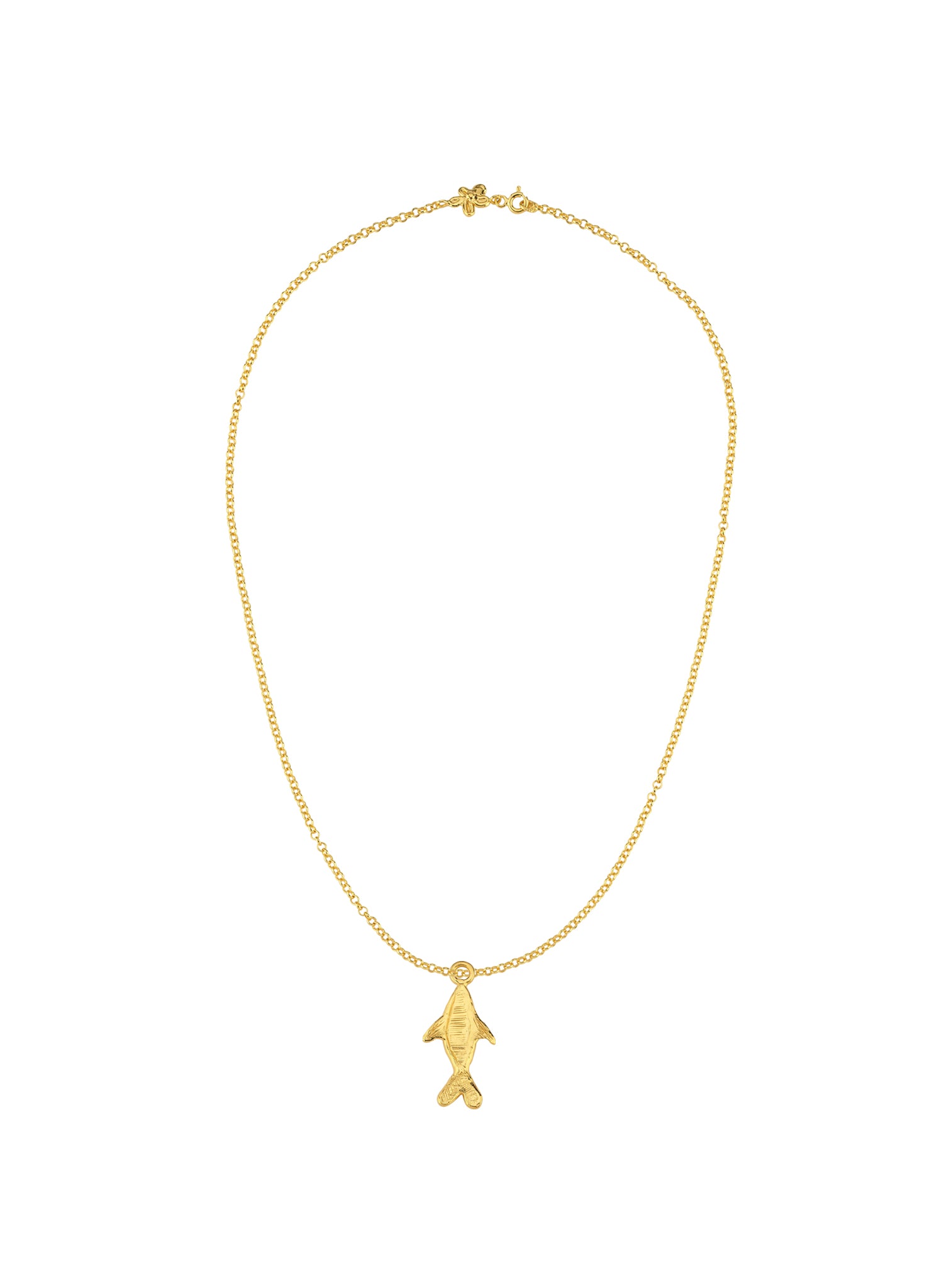 Altın Kaplama Gümüş Kolye Ucu - Büyük Balık