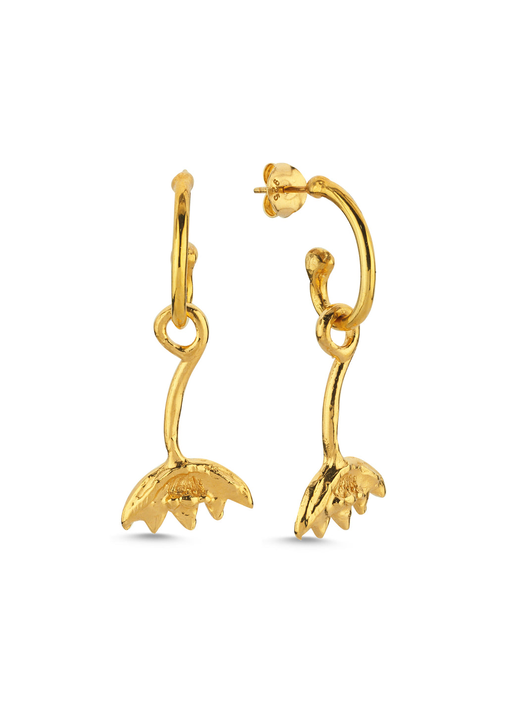 Altın Kaplama Gümüş Charm - Ters Lale