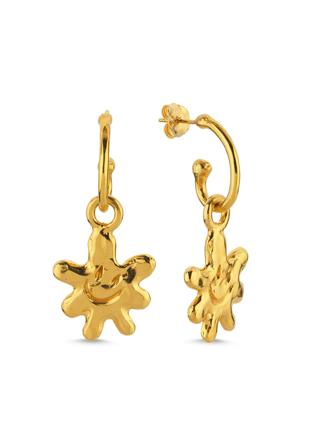 Altın Kaplama Gümüş Küpe Seti - Gülen Çiçek