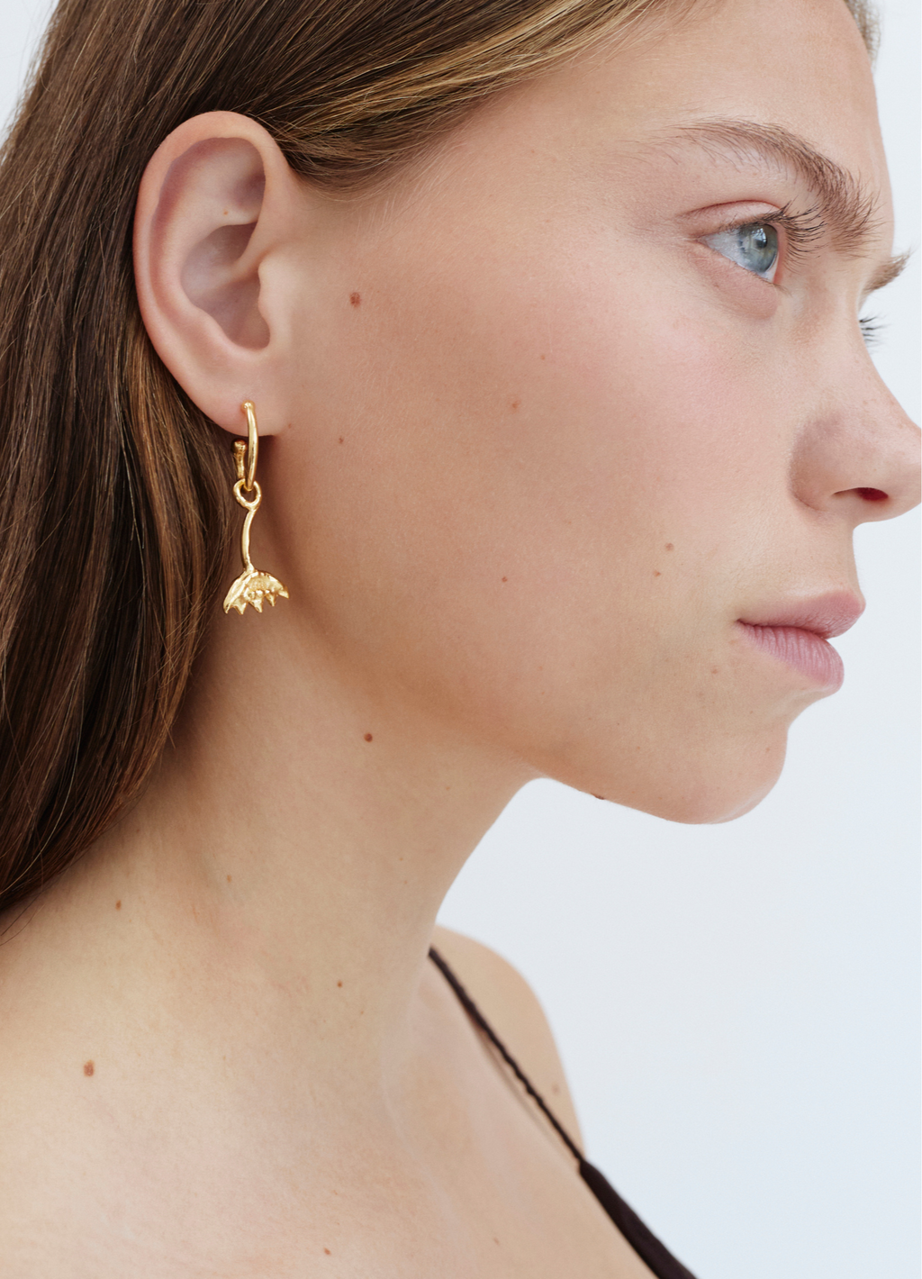 Altın Kaplama Gümüş Charm - Ters Lale