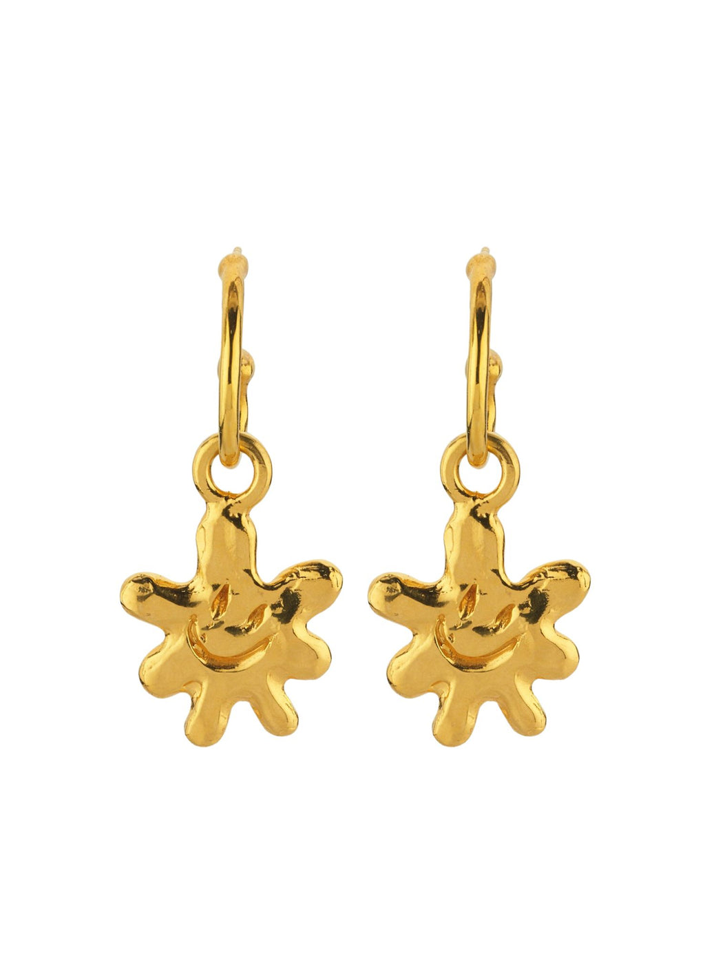 Altın Kaplama Gümüş Küpe Seti - Gülen Çiçek