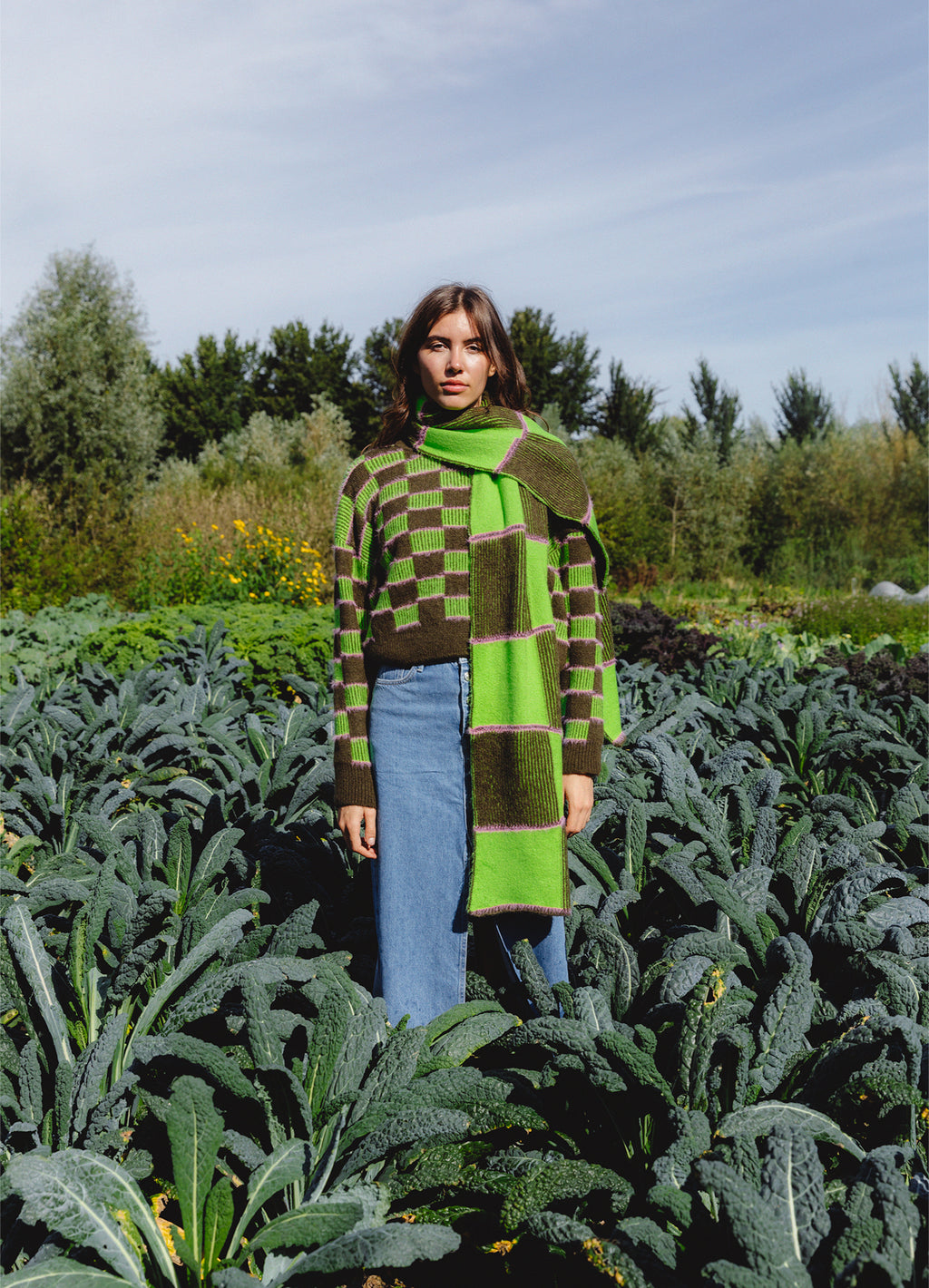 SQUARES Cropped Triko Kazak