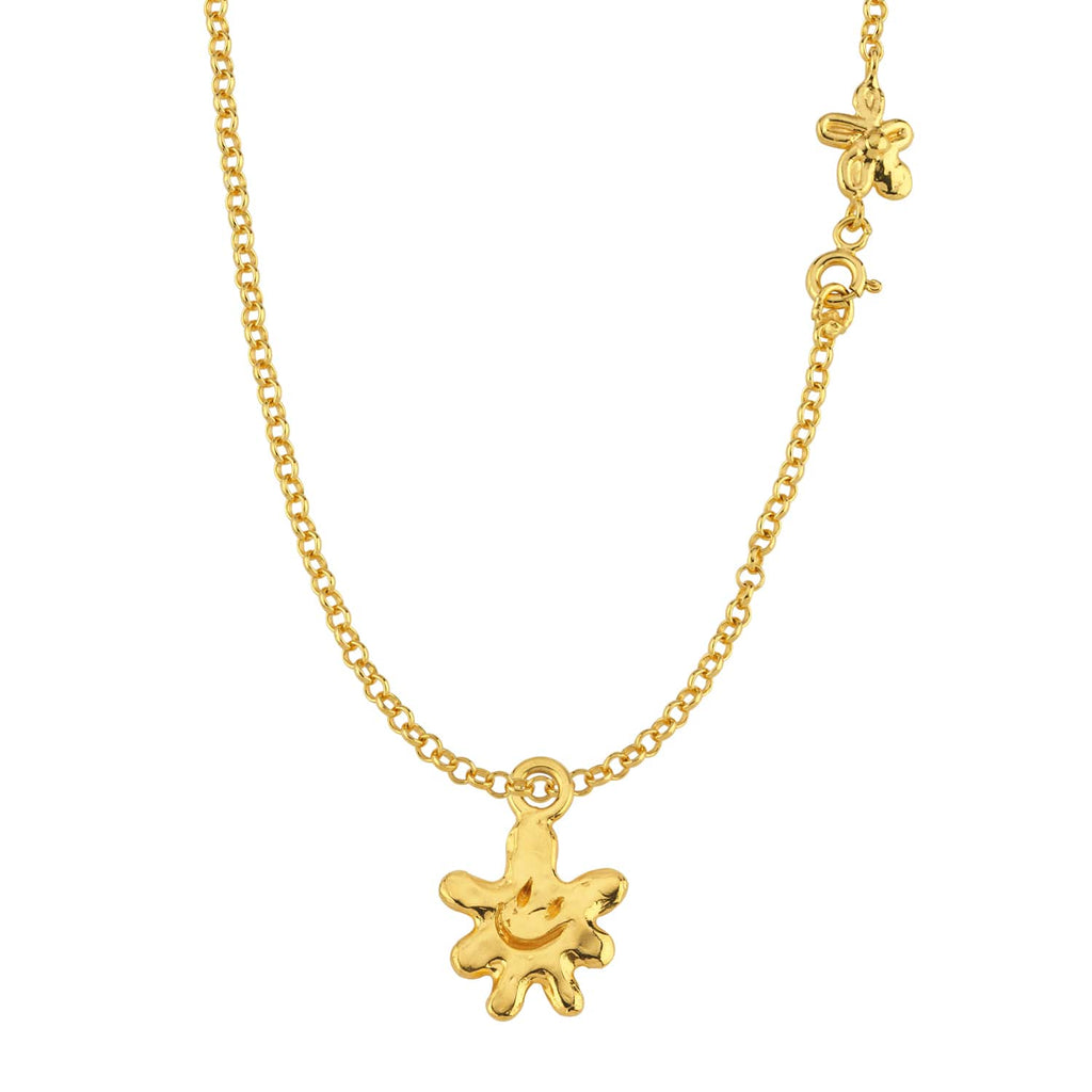 Altın Kaplama Gümüş Charm - Gülen Çiçek