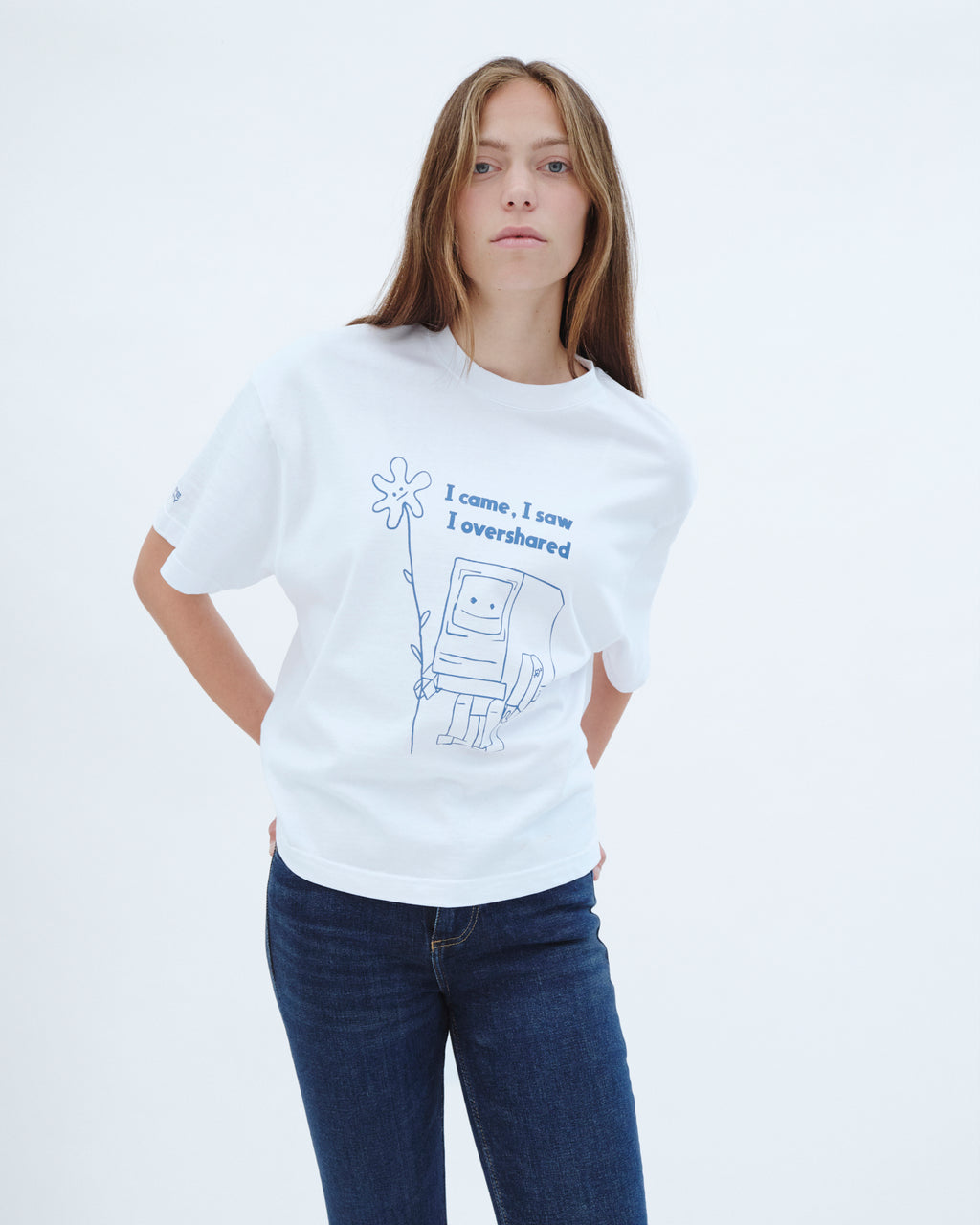 OVERSHARED Beyaz Oversize Tişört